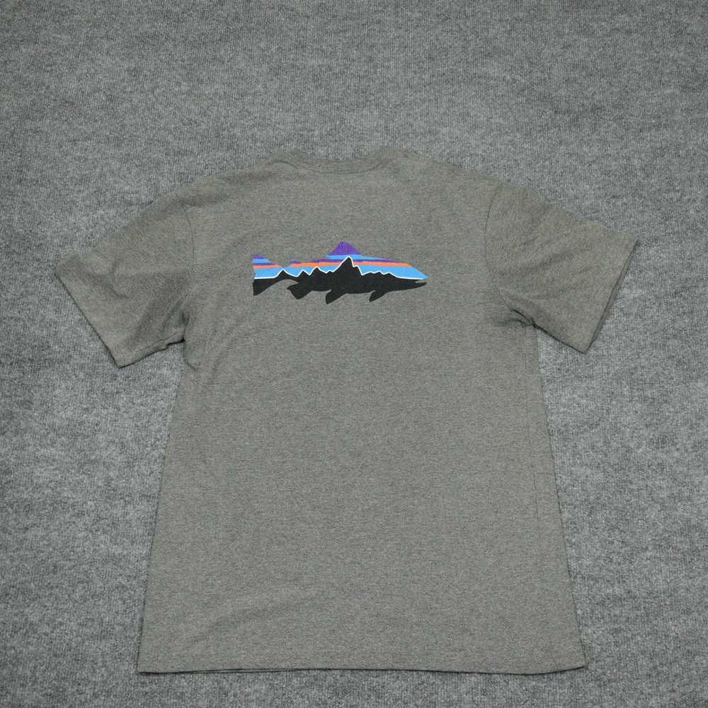 Patagonia Shirt Mens Medium Gray Fitz Roy Trout Graphic Responsibili-Tee